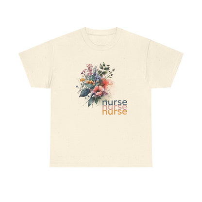 Nurse Floral T-shirt, Medical Scrubs Shirt, Hospital Staff Gift, Healthcare Worker Tee, Botanical Print Top