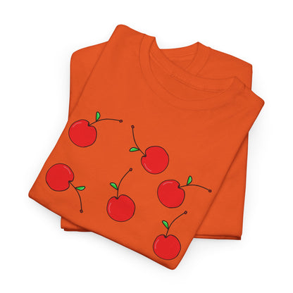 Red Cherry Pattern Frut T-shirt - Healthy Eating Tee