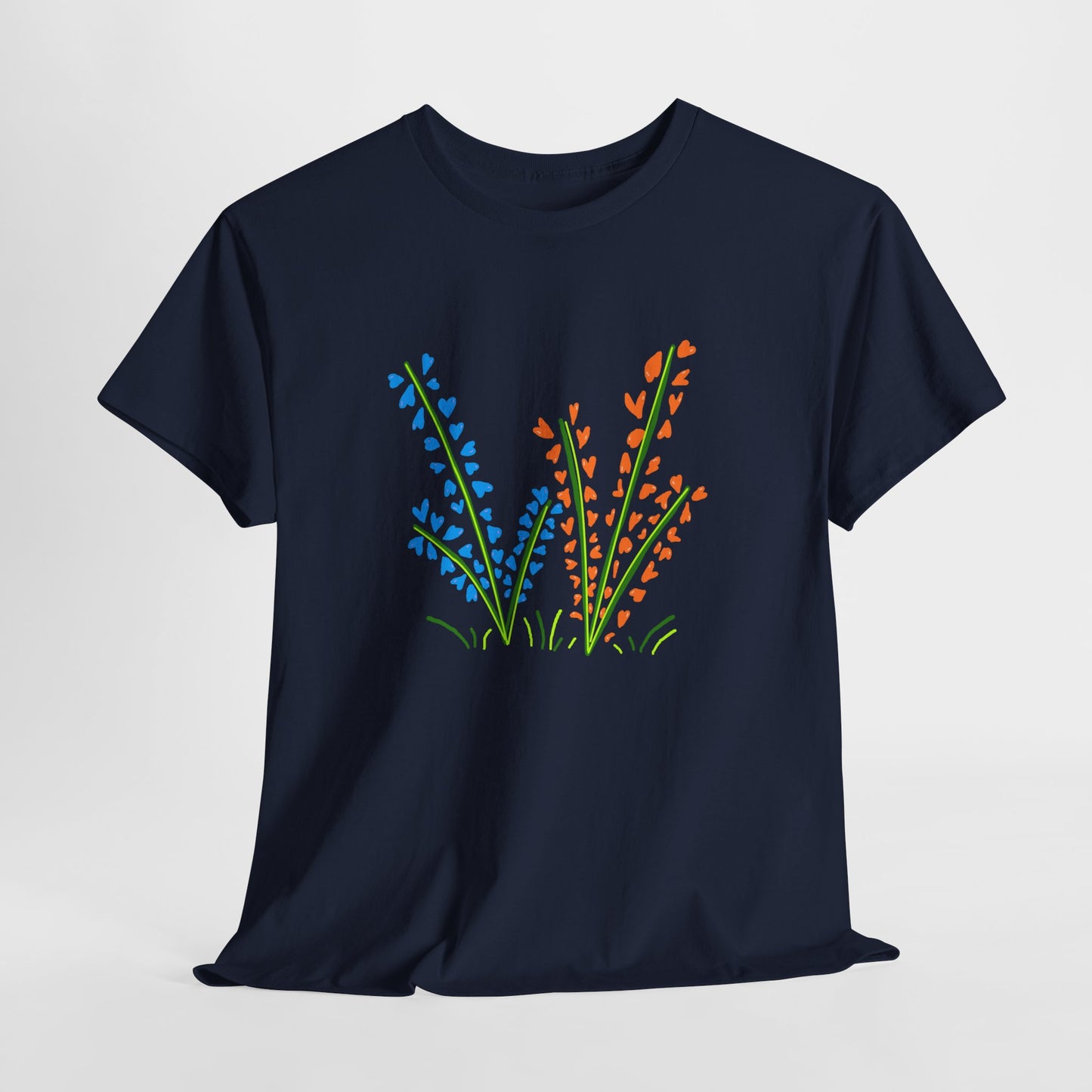 Blue Orange Wildflowers Tee - Unisex Heavy Cotton