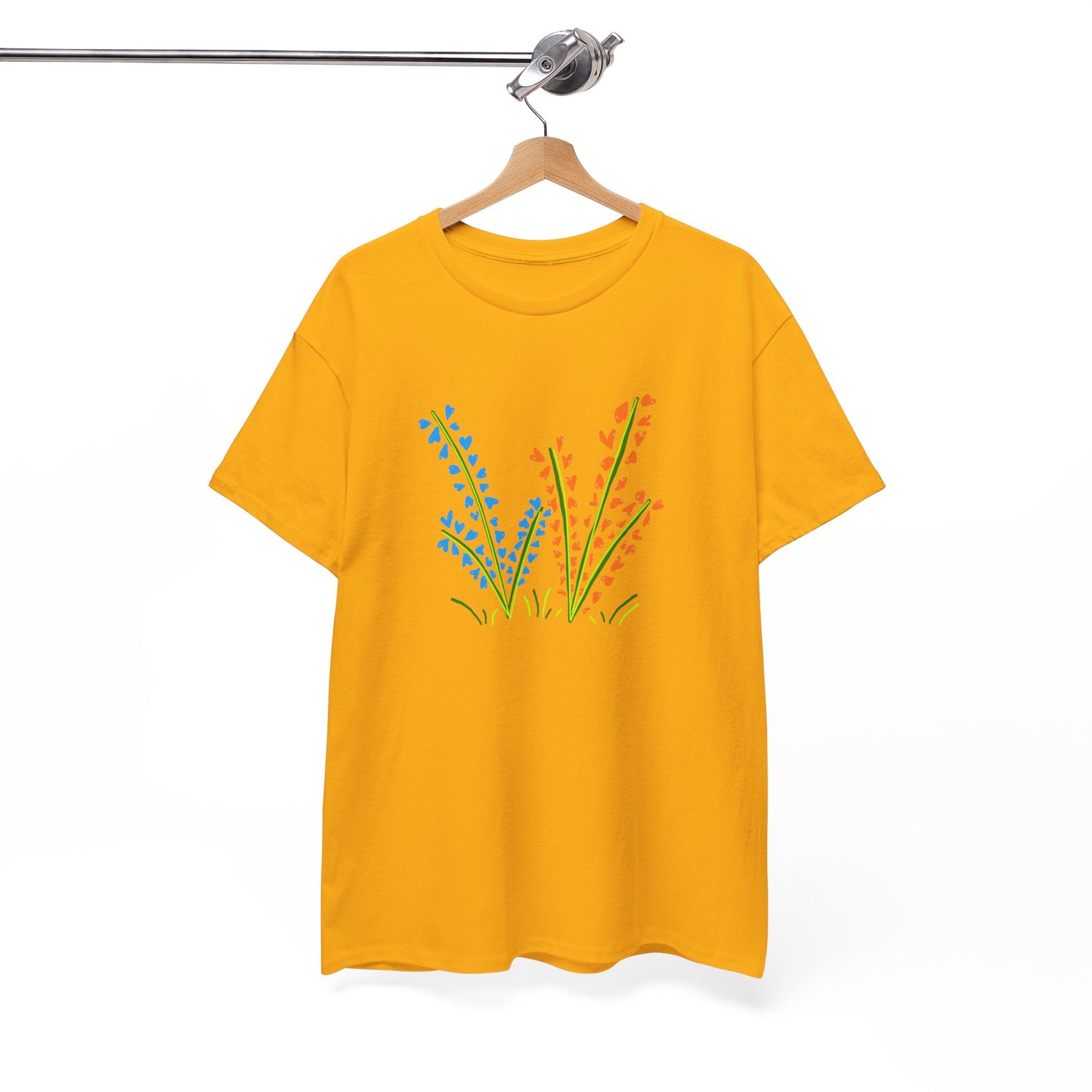 Blue Orange Wildflowers Tee - Unisex Heavy Cotton