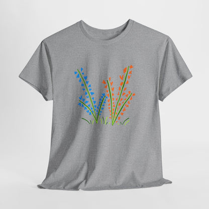 Blue Orange Wildflowers Tee - Unisex Heavy Cotton