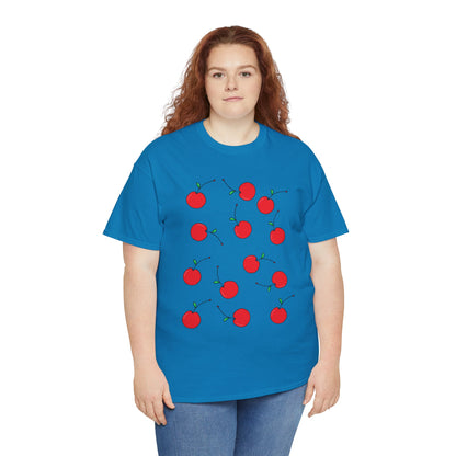 Red Cherry Pattern Frut T-shirt - Healthy Eating Tee