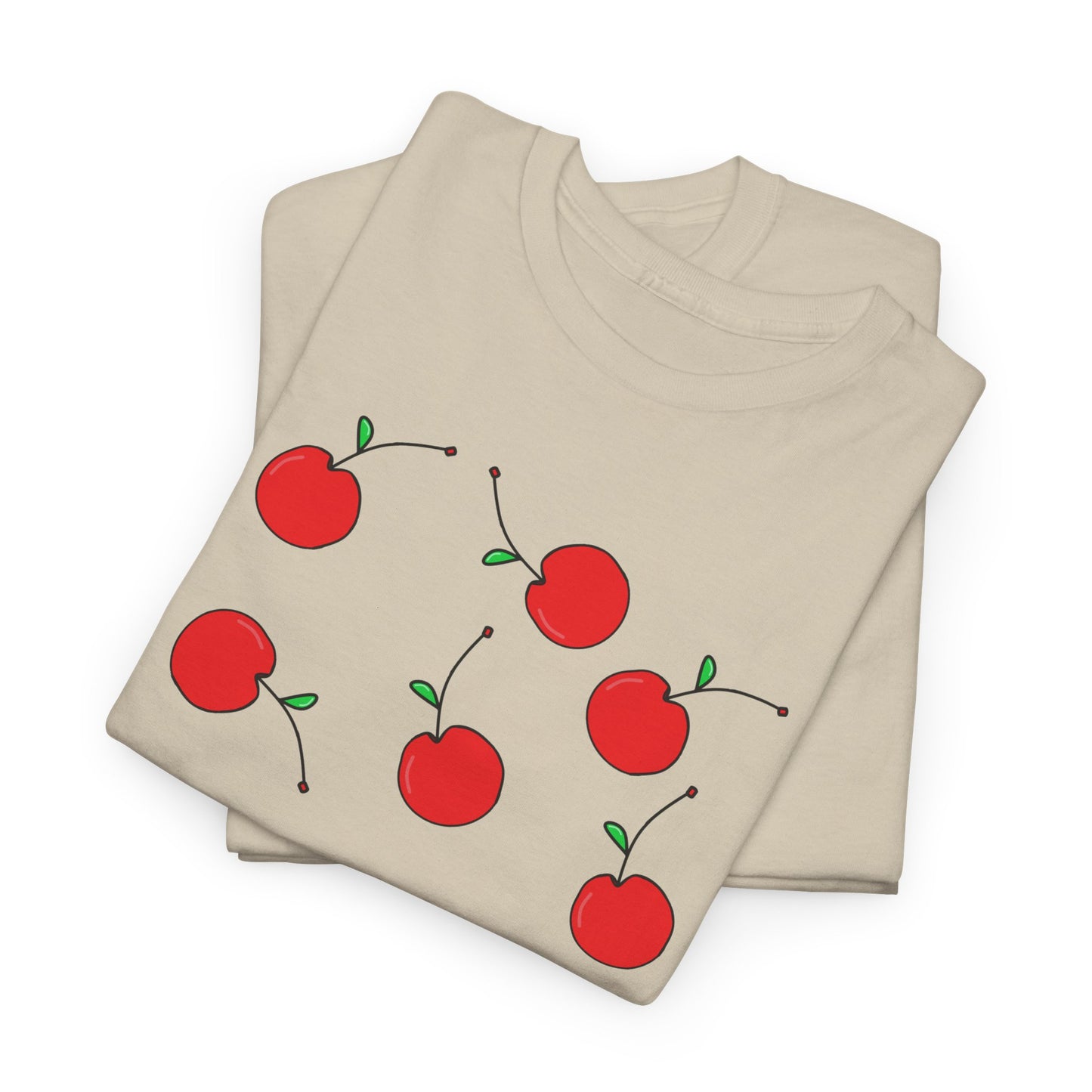 Red Cherry Pattern Frut T-shirt - Healthy Eating Tee