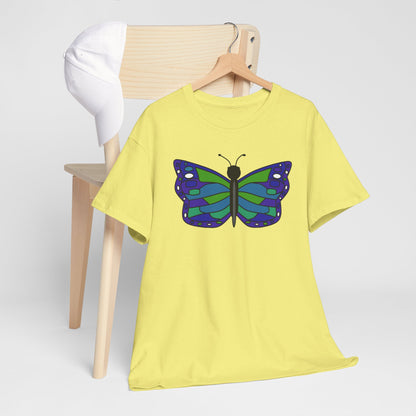 Butterfly Print Tee - Blue Green Butterfly Illustration T-shirt