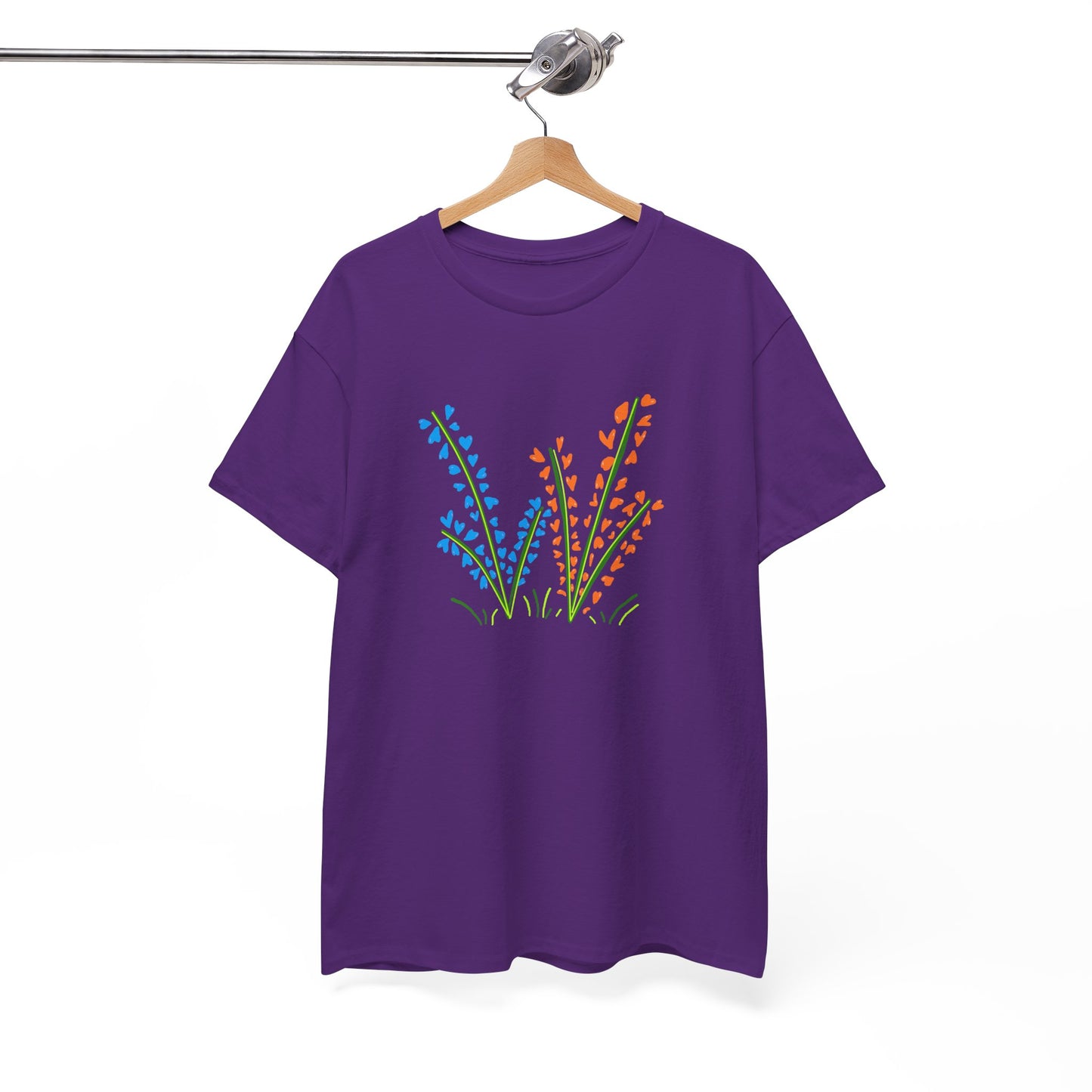 Blue Orange Wildflowers Tee - Unisex Heavy Cotton