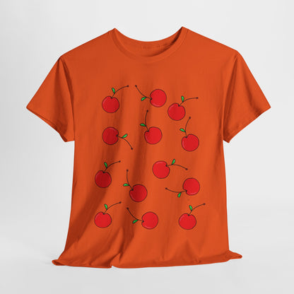 Red Cherry Pattern Frut T-shirt - Healthy Eating Tee