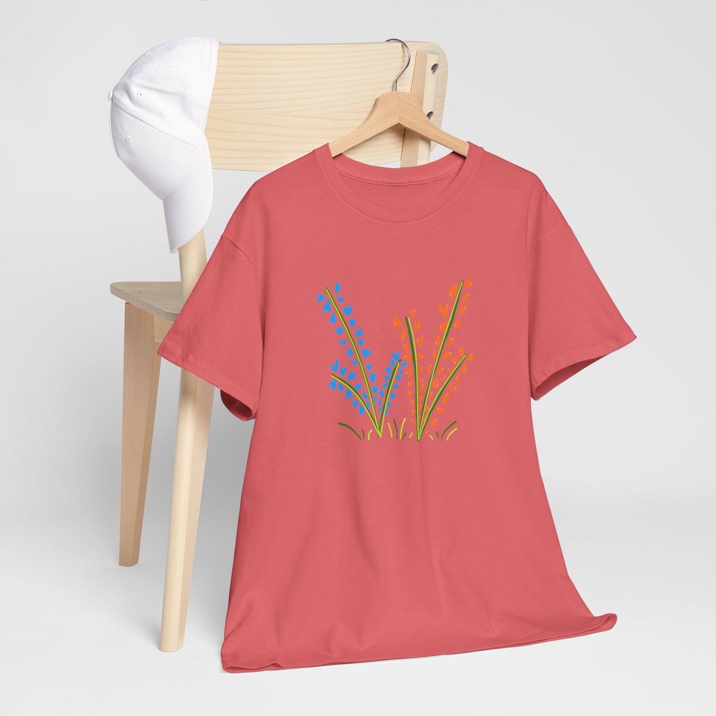 Blue Orange Wildflowers Tee - Unisex Heavy Cotton