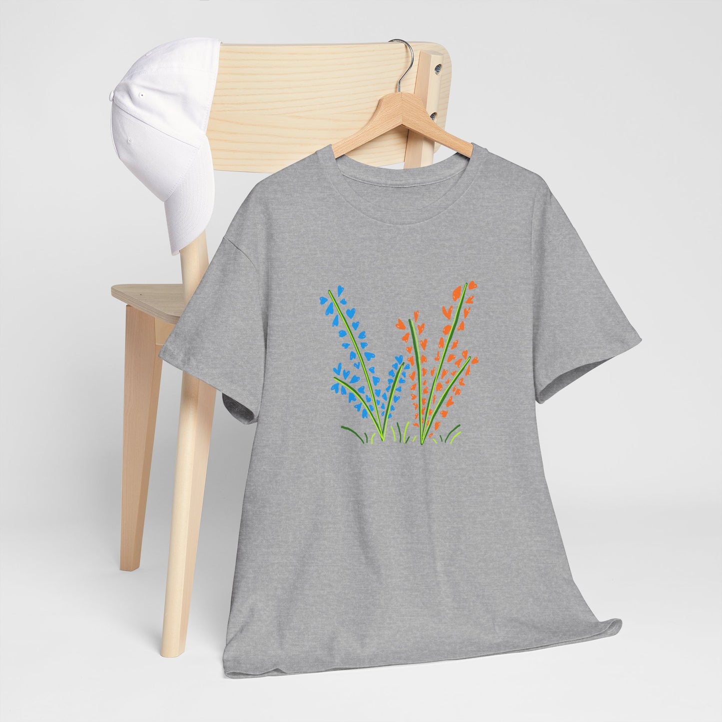 Blue Orange Wildflowers Tee - Unisex Heavy Cotton