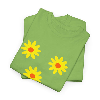 Trio Yellow Orange Daisy Pattern Tee - Daisies T-shirt