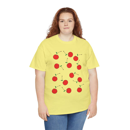 Red Cherry Pattern Frut T-shirt - Healthy Eating Tee