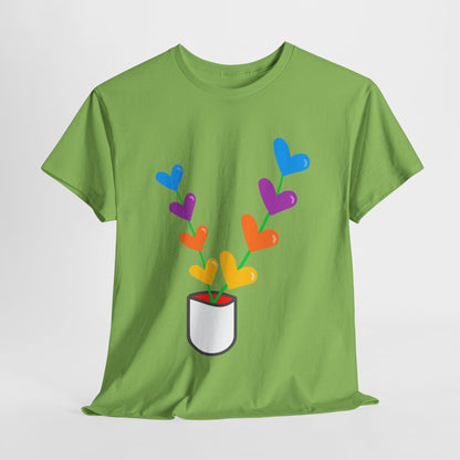 Colorful Heart Flowers T-shirt - Flower Pot Tee