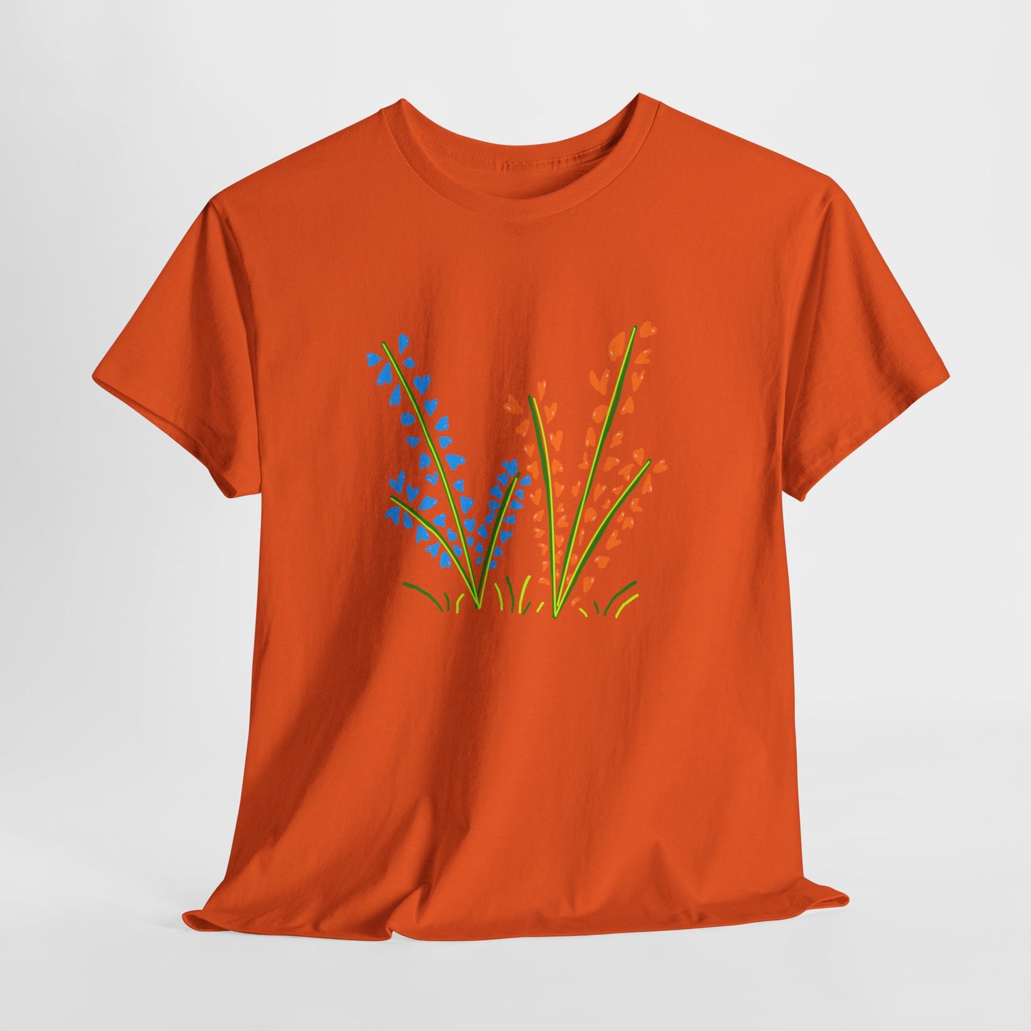 Blue Orange Wildflowers Tee - Unisex Heavy Cotton