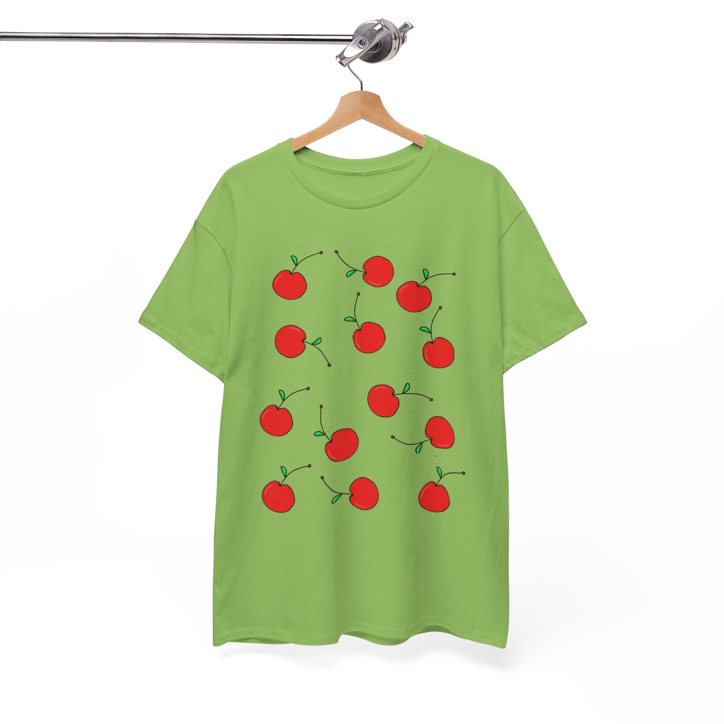 Red Cherry Pattern Frut T-shirt - Healthy Eating Tee