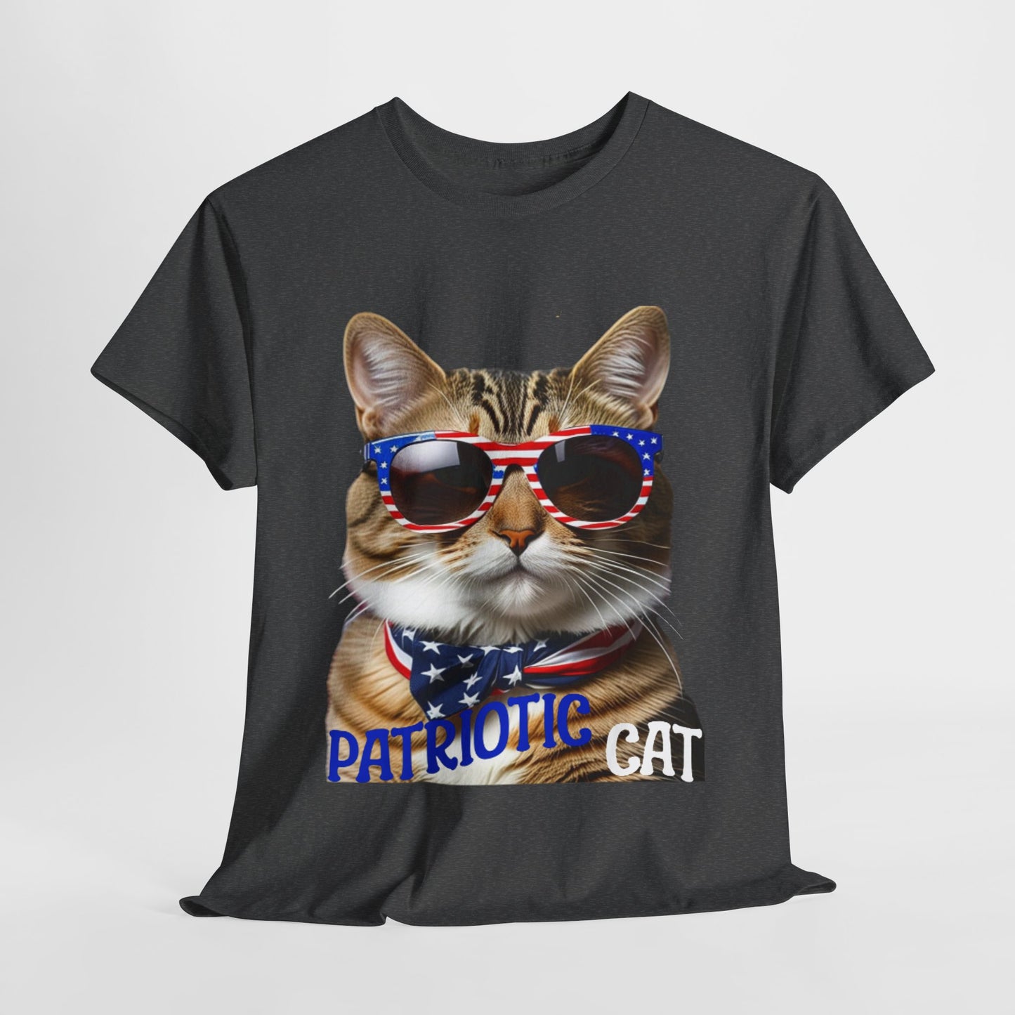 Patriotic Cat T-shirt for 4th of July - Unisex Tee, Heavy Cotton Shirt