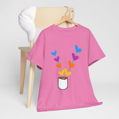 Colorful Heart Flowers T-shirt - Flower Pot Tee