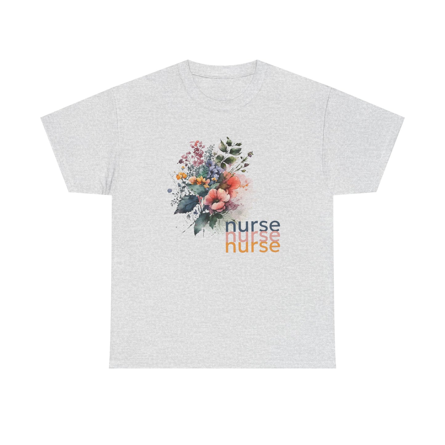 Nurse Floral T-shirt, Medical Scrubs Shirt, Hospital Staff Gift, Healthcare Worker Tee, Botanical Print Top