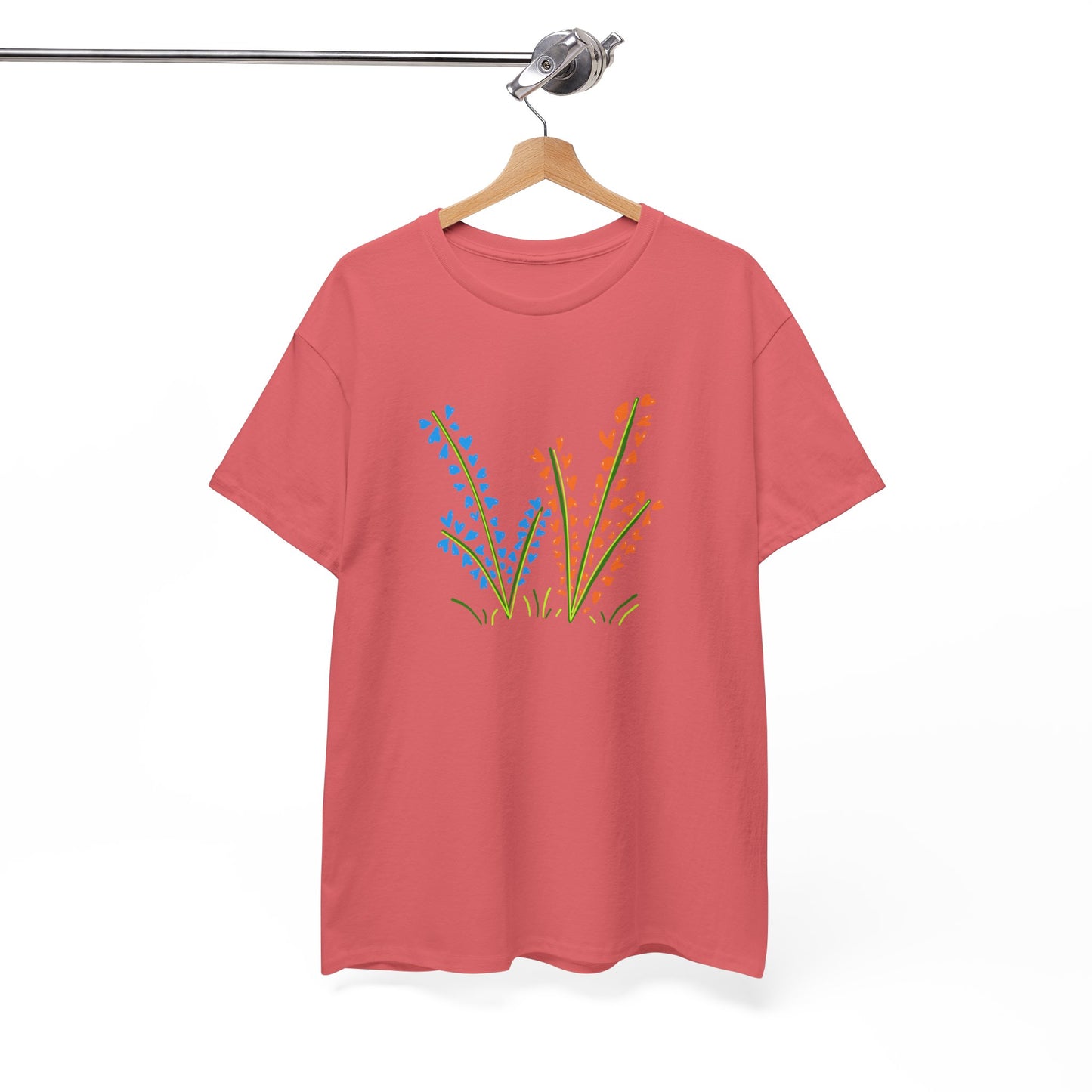 Blue Orange Wildflowers Tee - Unisex Heavy Cotton