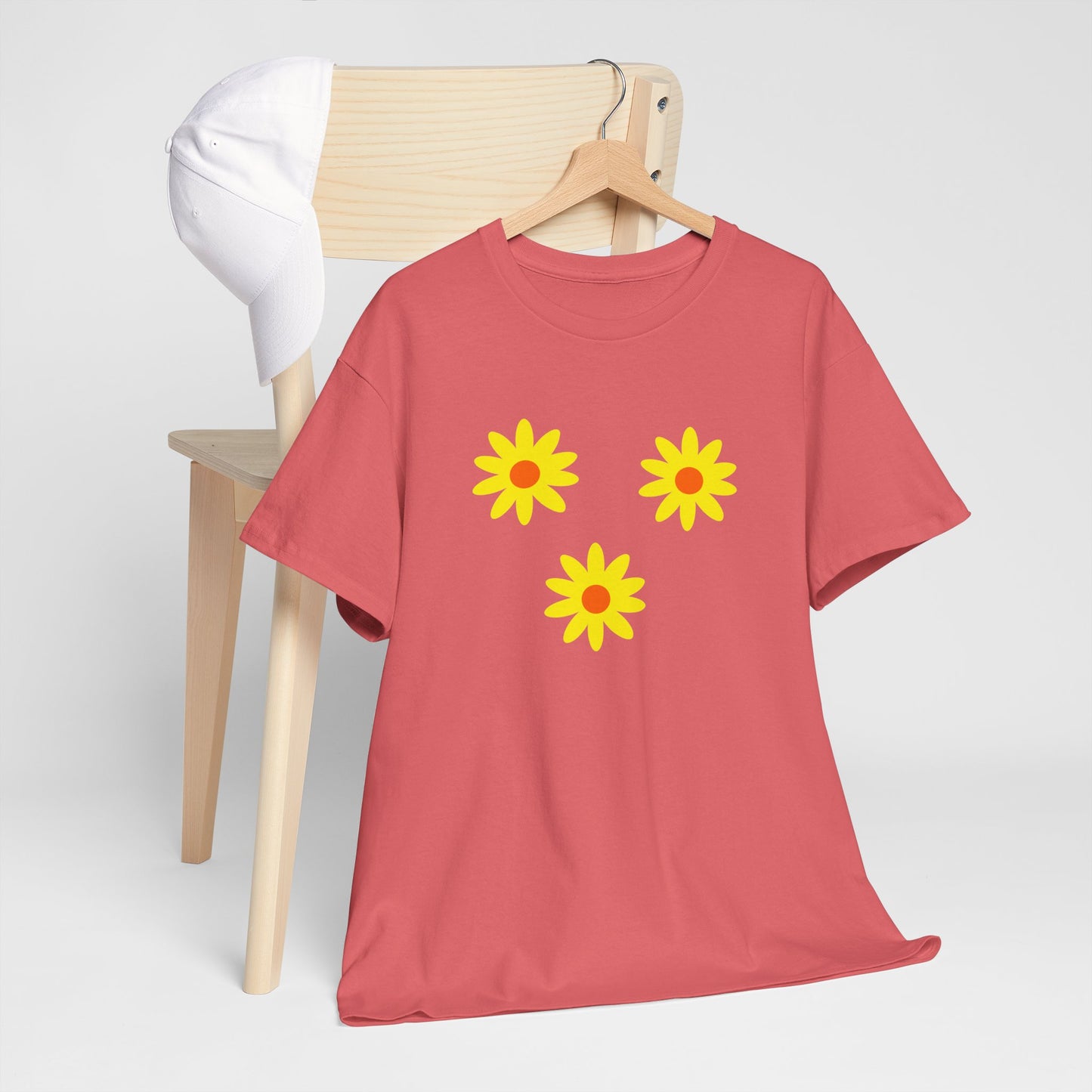 Trio Yellow Orange Daisy Pattern Tee - Daisies T-shirt