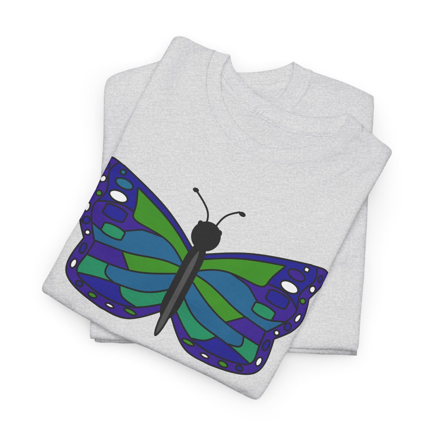 Butterfly Print Tee - Blue Green Butterfly Illustration T-shirt