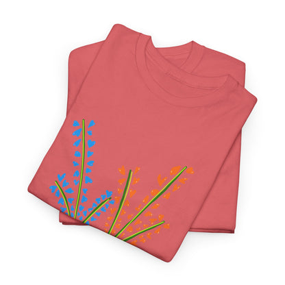 Blue Orange Wildflowers Tee - Unisex Heavy Cotton