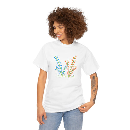 Blue Orange Wildflowers Tee - Unisex Heavy Cotton