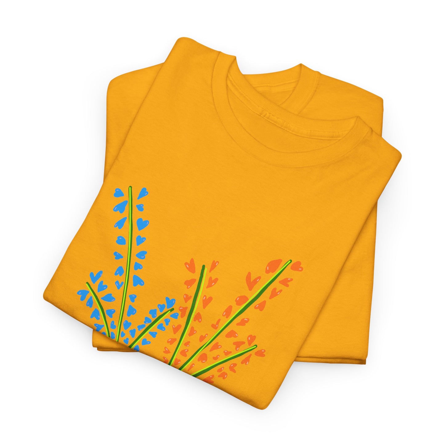 Blue Orange Wildflowers Tee - Unisex Heavy Cotton