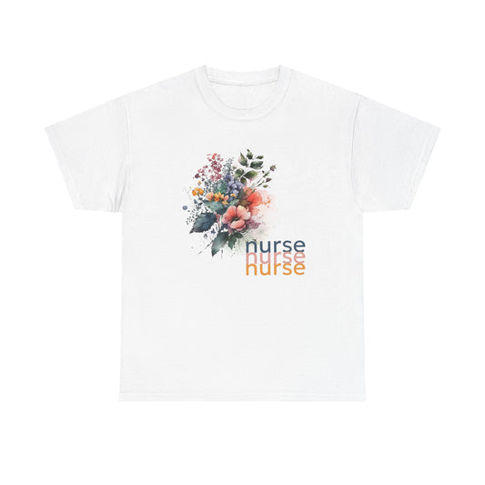 Nurse Floral T-shirt, Medical Scrubs Shirt, Hospital Staff Gift, Healthcare Worker Tee, Botanical Print Top