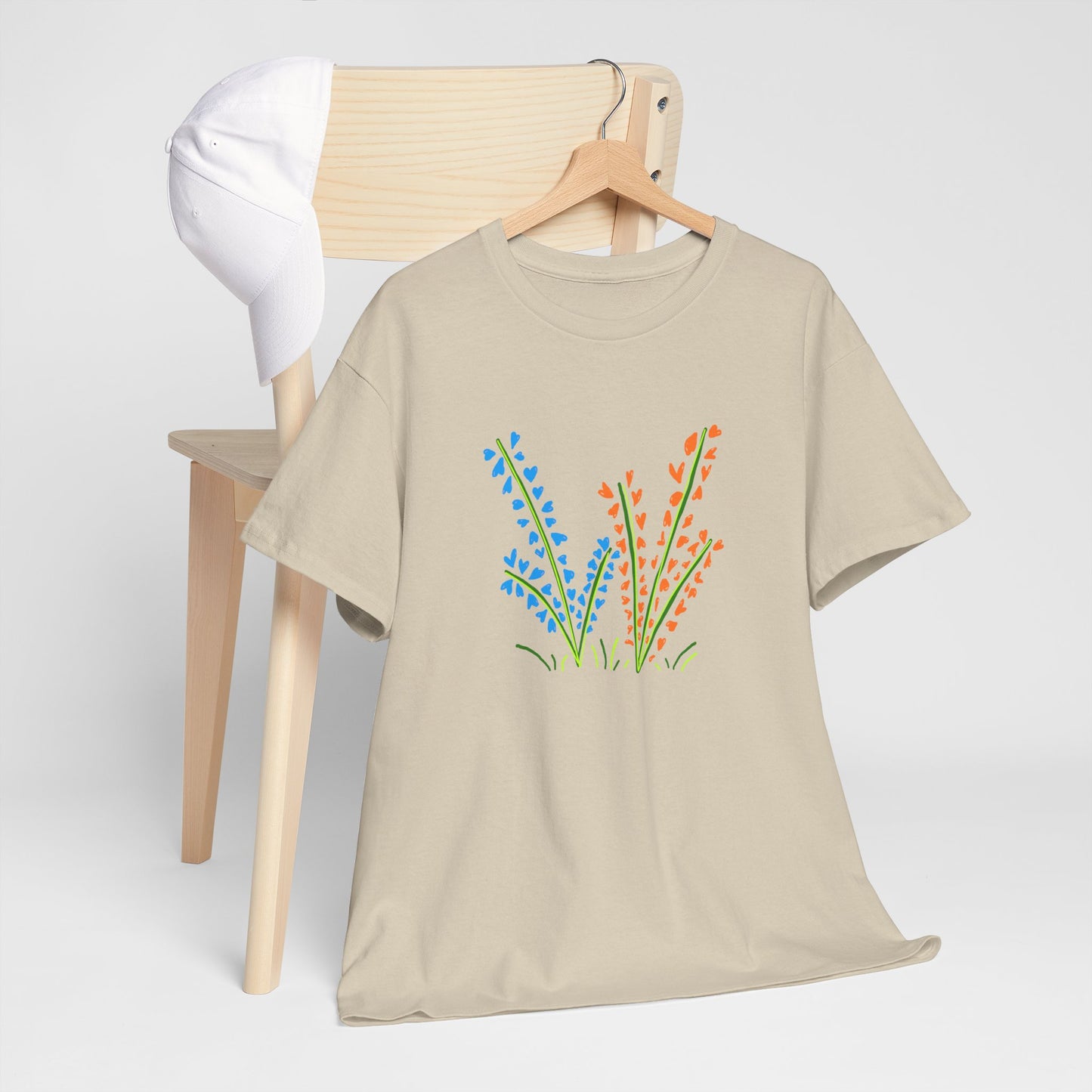 Blue Orange Wildflowers Tee - Unisex Heavy Cotton