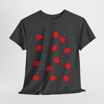 Red Cherry Pattern Frut T-shirt - Healthy Eating Tee