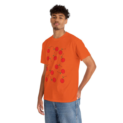 Red Cherry Pattern Frut T-shirt - Healthy Eating Tee