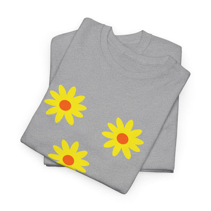 Trio Yellow Orange Daisy Pattern Tee - Daisies T-shirt