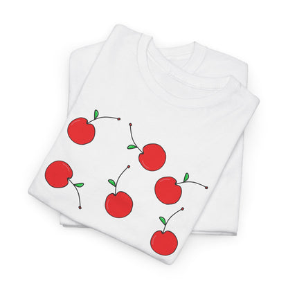 Red Cherry Pattern Frut T-shirt - Healthy Eating Tee