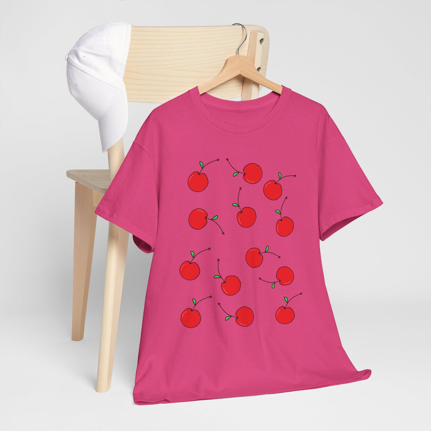 Red Cherry Pattern Frut T-shirt - Healthy Eating Tee