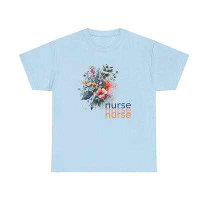 Nurse Floral T-shirt, Medical Scrubs Shirt, Hospital Staff Gift, Healthcare Worker Tee, Botanical Print Top