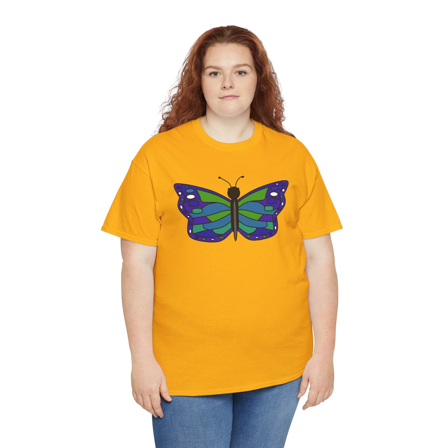 Butterfly Print Tee - Blue Green Butterfly Illustration T-shirt