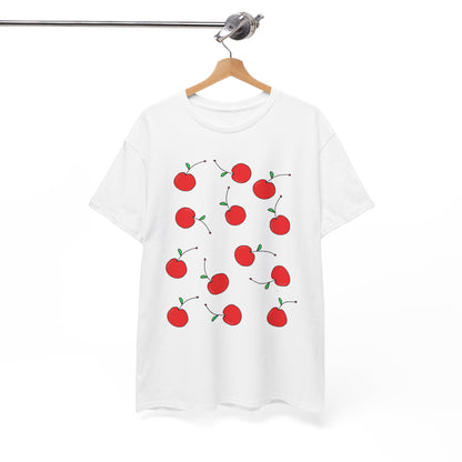 Red Cherry Pattern Frut T-shirt - Healthy Eating Tee