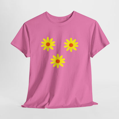 Trio Yellow Orange Daisy Pattern Tee - Daisies T-shirt