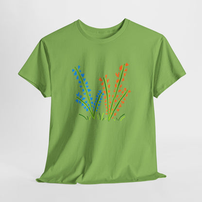 Blue Orange Wildflowers Tee - Unisex Heavy Cotton