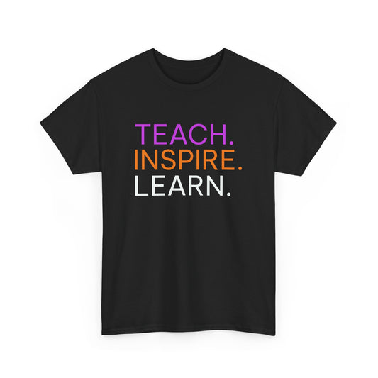 Teach Inspire Learn Teacher T-shirt for Women - Education Gift, Teaching Appreciation Shirt, School Staff Apparel, Educator Tee, Classroom