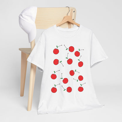 Red Cherry Pattern Frut T-shirt - Healthy Eating Tee