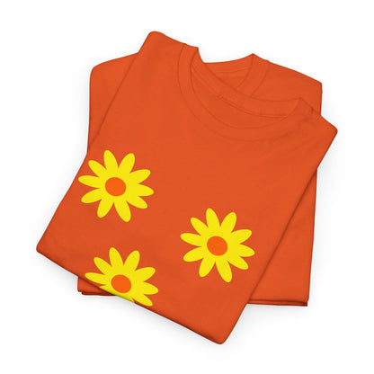 Trio Yellow Orange Daisy Pattern Tee - Daisies T-shirt