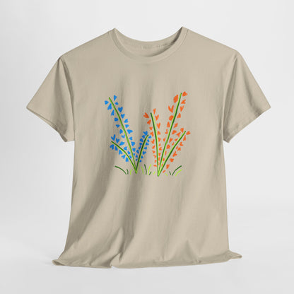 Blue Orange Wildflowers Tee - Unisex Heavy Cotton