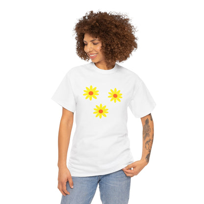 Trio Yellow Orange Daisy Pattern Tee - Daisies T-shirt