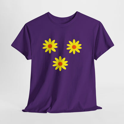 Trio Yellow Orange Daisy Pattern Tee - Daisies T-shirt