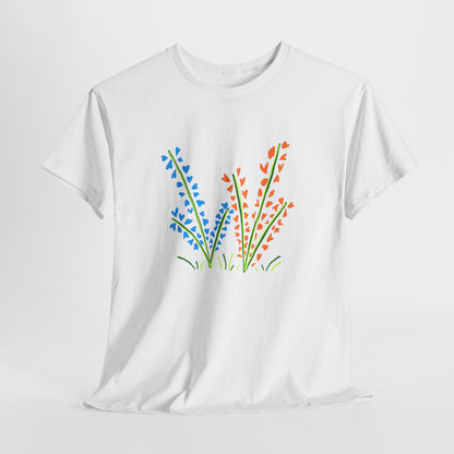 Blue Orange Wildflowers Tee - Unisex Heavy Cotton