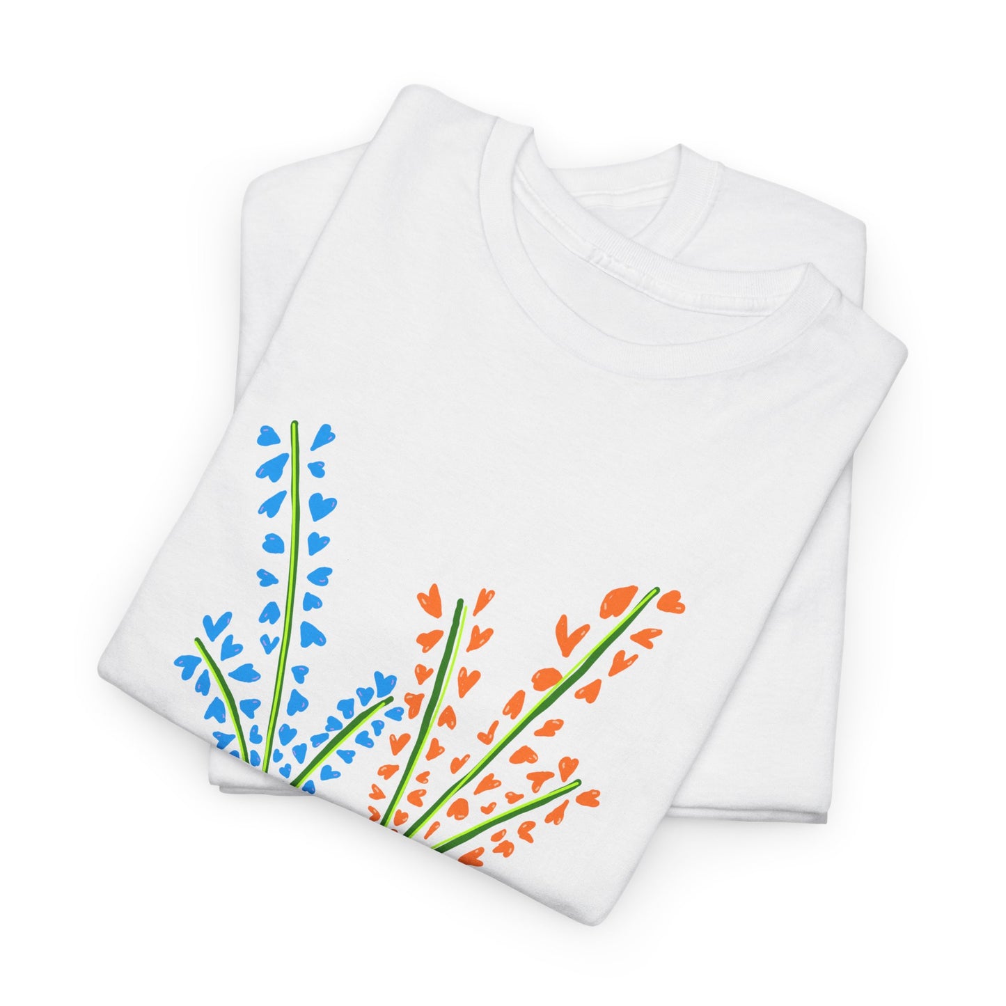 Blue Orange Wildflowers Tee - Unisex Heavy Cotton