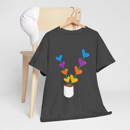 Colorful Heart Flowers T-shirt - Flower Pot Tee