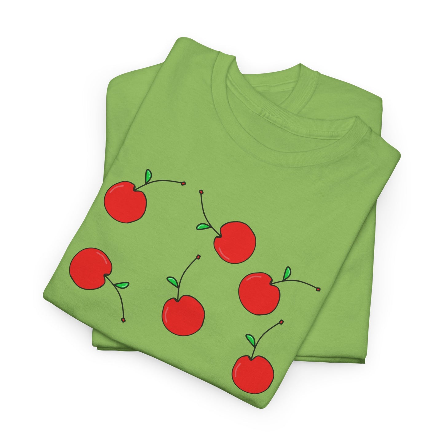 Red Cherry Pattern Frut T-shirt - Healthy Eating Tee