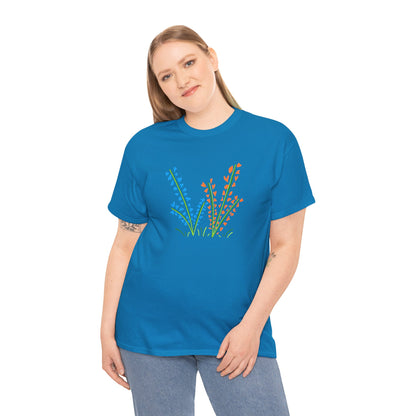 Blue Orange Wildflowers Tee - Unisex Heavy Cotton