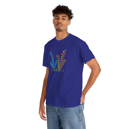 Blue Orange Wildflowers Tee - Unisex Heavy Cotton